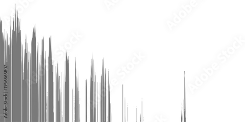 abstract grey digital signal spikes on white background, minimalist audio waveform or data frequency concept