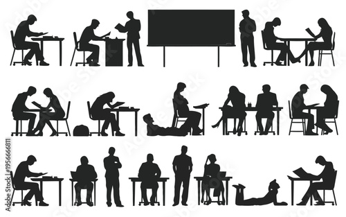 Diverse group of cartoon figures engaging in various activities together