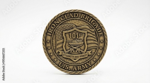 Military challenge coin isolated on white background 

