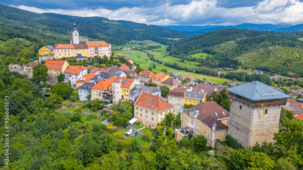 Fototapeta premium Panorama view of the old town of Althofen in Austria
