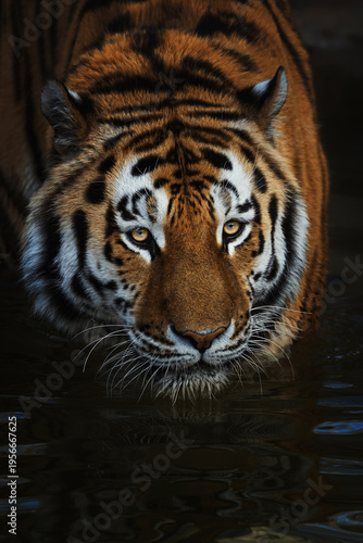 Siberian tiger (Panthera tigris altaica) detail portrait