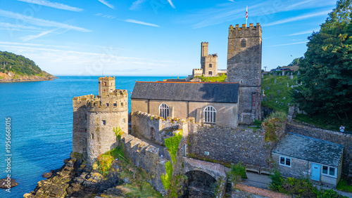 Panorama view of Dartmouth castle in England