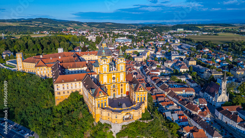 Bild auf Leinwand Panorama view of Melk abbey in Austria