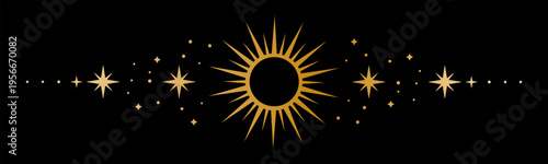 Black background with golden sun 