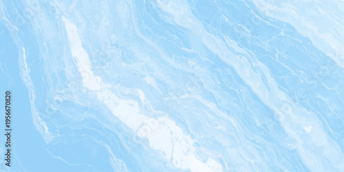 Light blue marble texture background with fluid white veins, abstract liquid acrylic paint effect for luxury design
