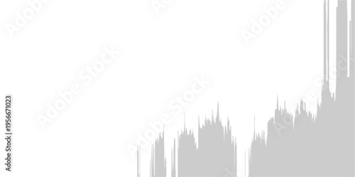 abstract grey digital signal spikes on white background, minimalist audio waveform or data frequency concept