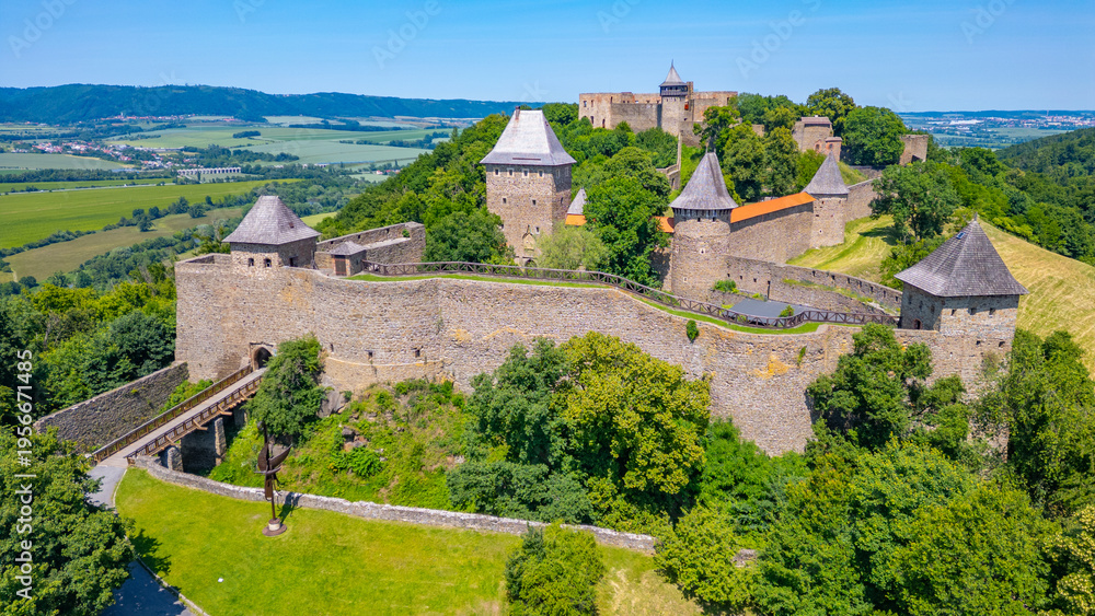 Fototapeta premium Summer day at Helfstyn castle in Czech republic