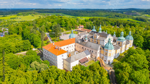 Schilderij op canvas Panorama view of Svata Hora pilgrimage site near Pribram, Czech