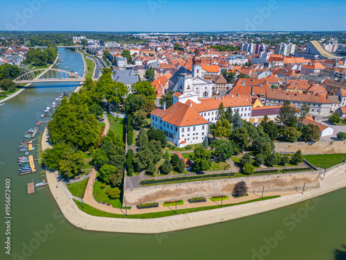 Schilderij op canvas Aerial view of the old town of Gyor, Hungary