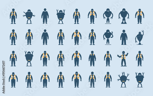 Diverse group of cartoon-style people engaging in various activities