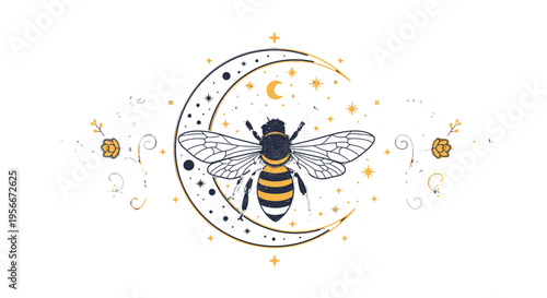 Illustration of a bee in space.