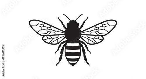 Black and white illustration of a bee.