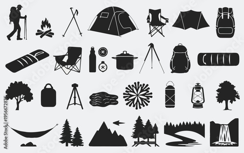 Ancient egyptian hieroglyphs and symbols collection on monochrome background