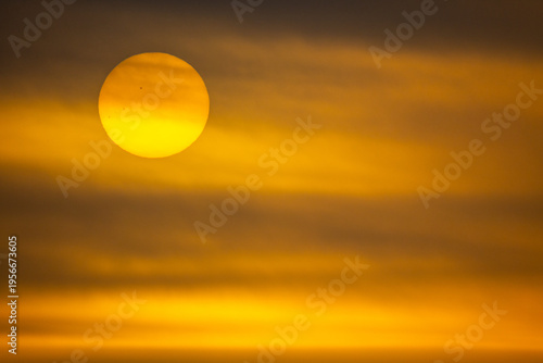Big Sun in Colorful Morning Sky Background
