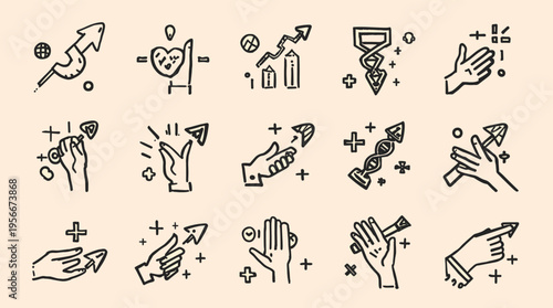 This minimalist illustration conveys a sense of digital interaction and connection. Ideal for representing networking, communication, or technology-re