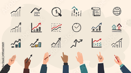 A minimalist illustration depicting someone looking at a smartwatch. This image conveys a sense of modern technology, efficiency, and connectivity, pe