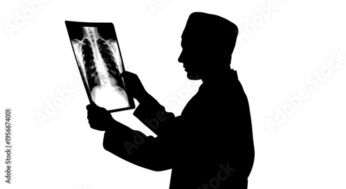 Medical professional analyzing x ray results in a clinical setting with expertise