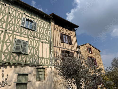 Traditional half-timbered houses in spring in Limoges, France