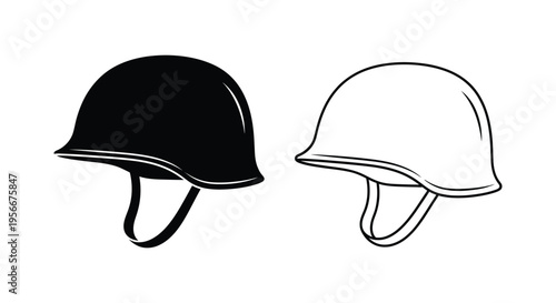 Set of 2 military helmets vector icons
