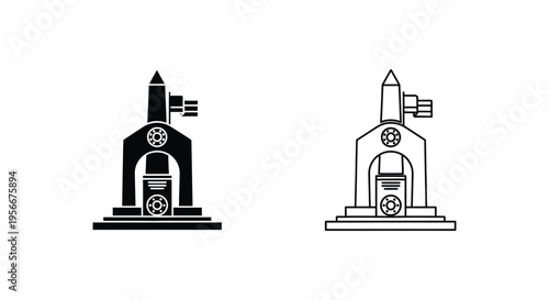 Set of 2 rocket launchpad icons vector