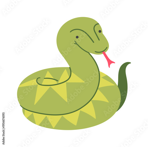 Snake Coiled With Tongue Out Cartoon
