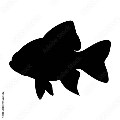 Black fish silhouette vector illustration of aquatic animal goldfish koi carp pet drawing design isolated vector art