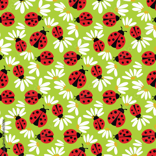 Cute Ladybug and Daisy Pattern.