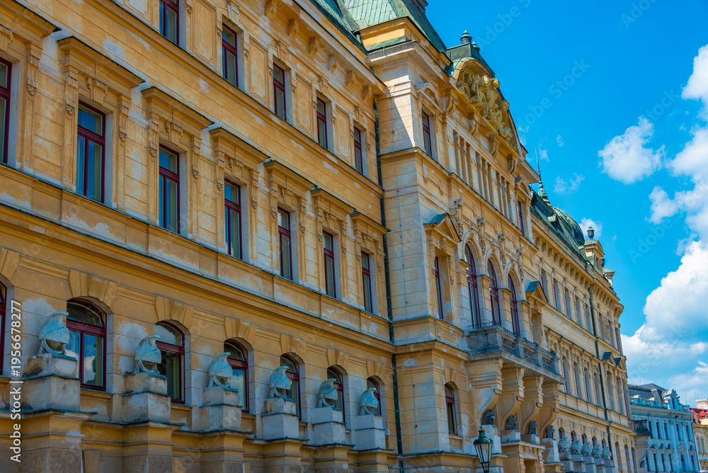 Fototapeta premium Colourful buildings at the old town of Litomerice, Czech republi