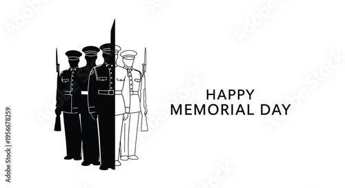 Memorial Day military honor guard vector illustration