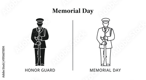 Memorial Day icons vector, honor guard and memorial illustrations