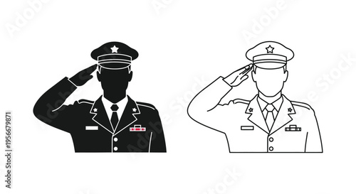Set of 2 military salute icons vector