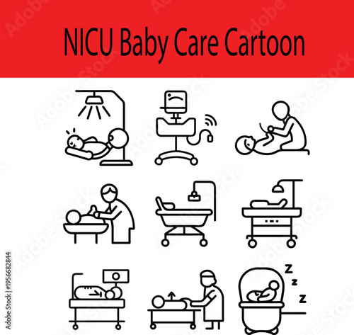 A collection of nicu baby care cartoon images