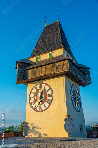 Fotografia Clock tower in Austrian town Graz