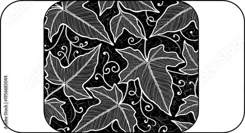 Black and white leaf pattern.