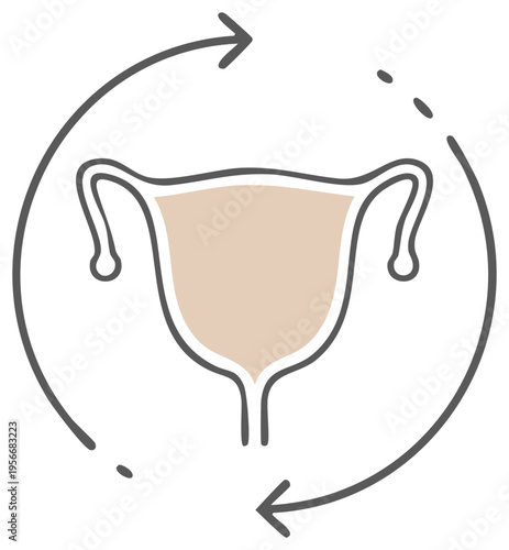 Bladder Outline Illustration with Circular Flow Arrows for Urological Health and Treatment Concepts