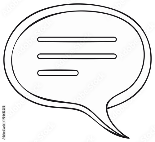 Simple Outline Speech Bubble with Text Lines Communication Concept