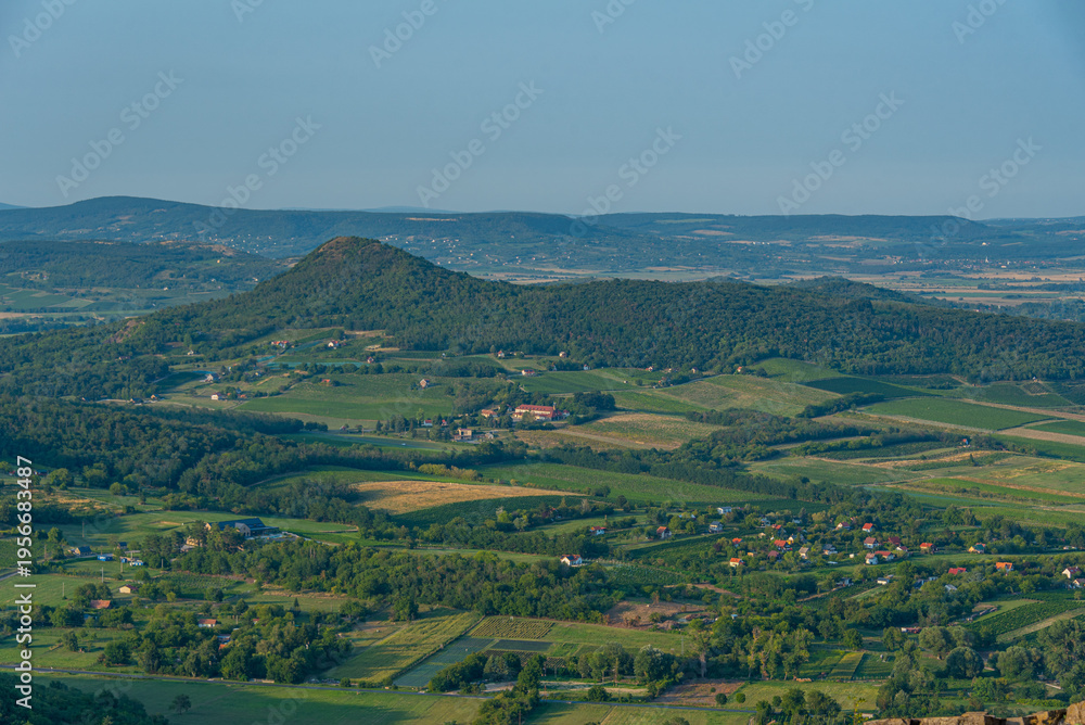 Fototapeta premium Panorama view of countryside of BakonyвЂ“Balaton Global Geop