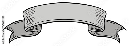 Simple gray vintage banner with black outline and shading for text placement