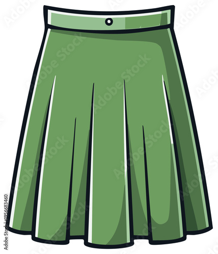 Cartoon Green Pleated Skirt Garment for Fashion or Dress-up Theme