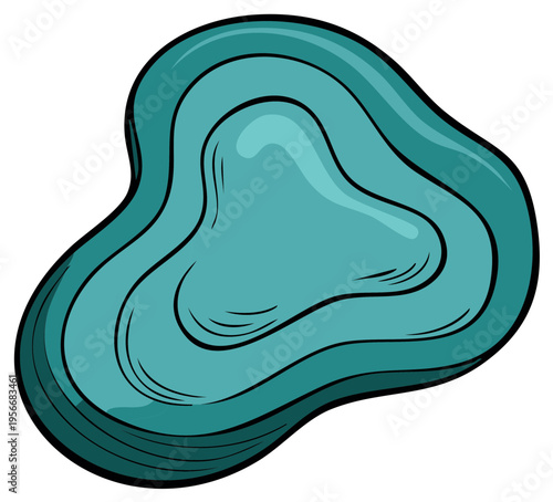 Stylized organic blue-green pond or water body illustration with concentric contours