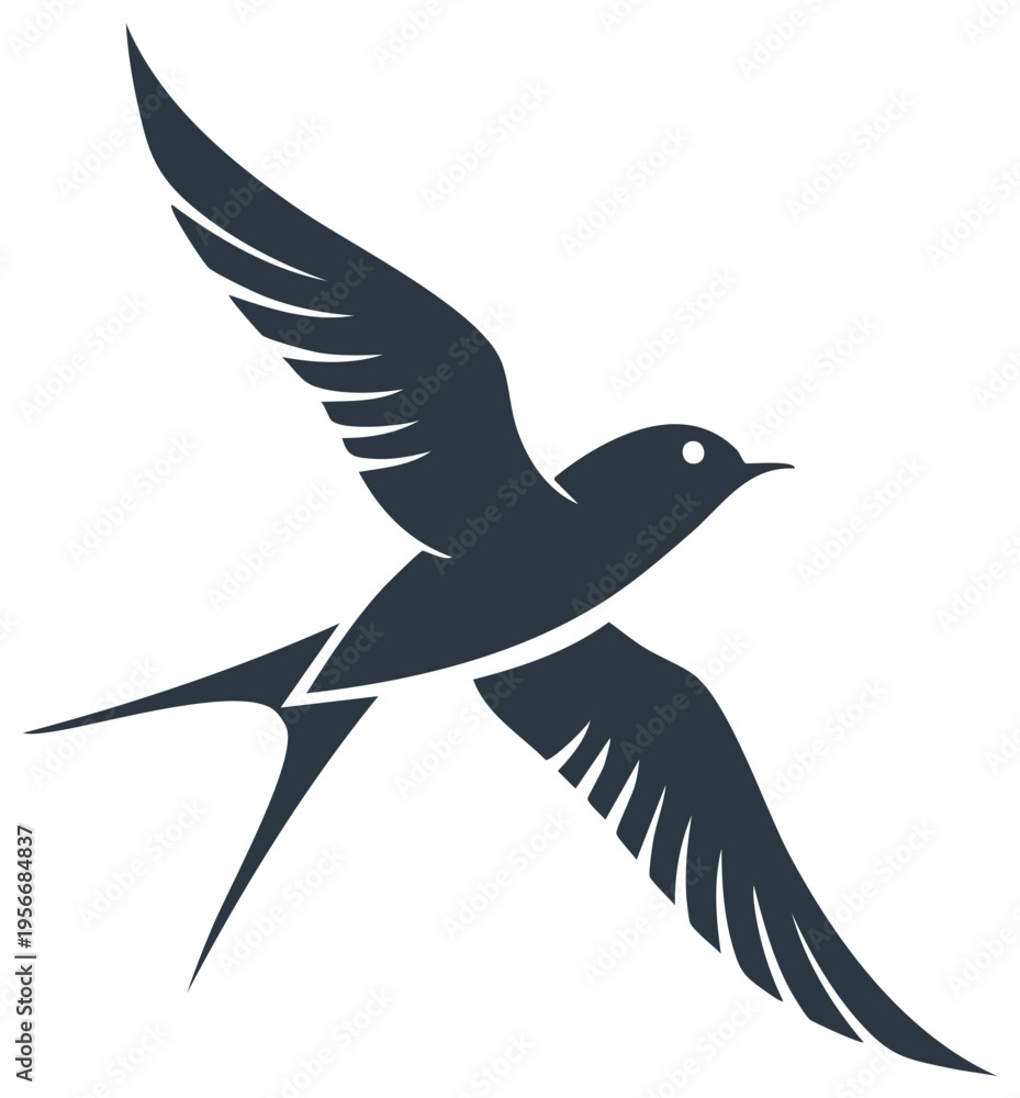 Obraz premium Graceful flying bird silhouette with widespread wings and elegant forked tail