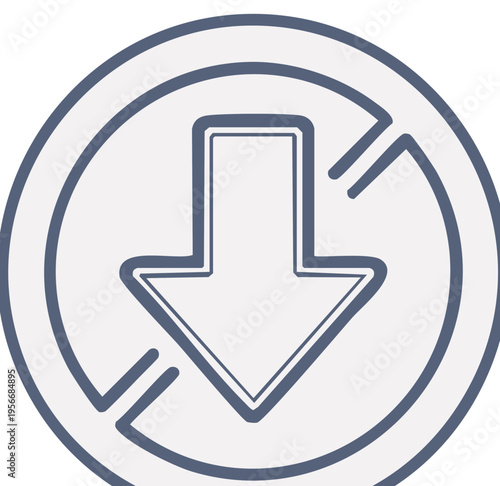 Stylized downward arrow within a circular graphic representing download or decline