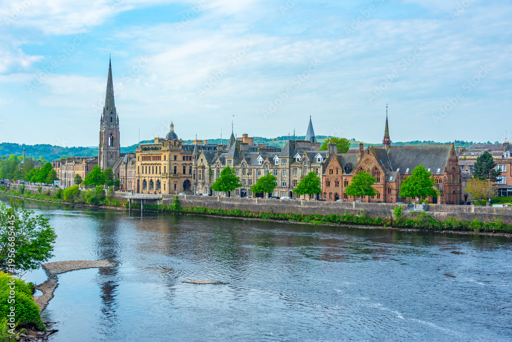 Obraz premium Aerial view of Scottish city Perth