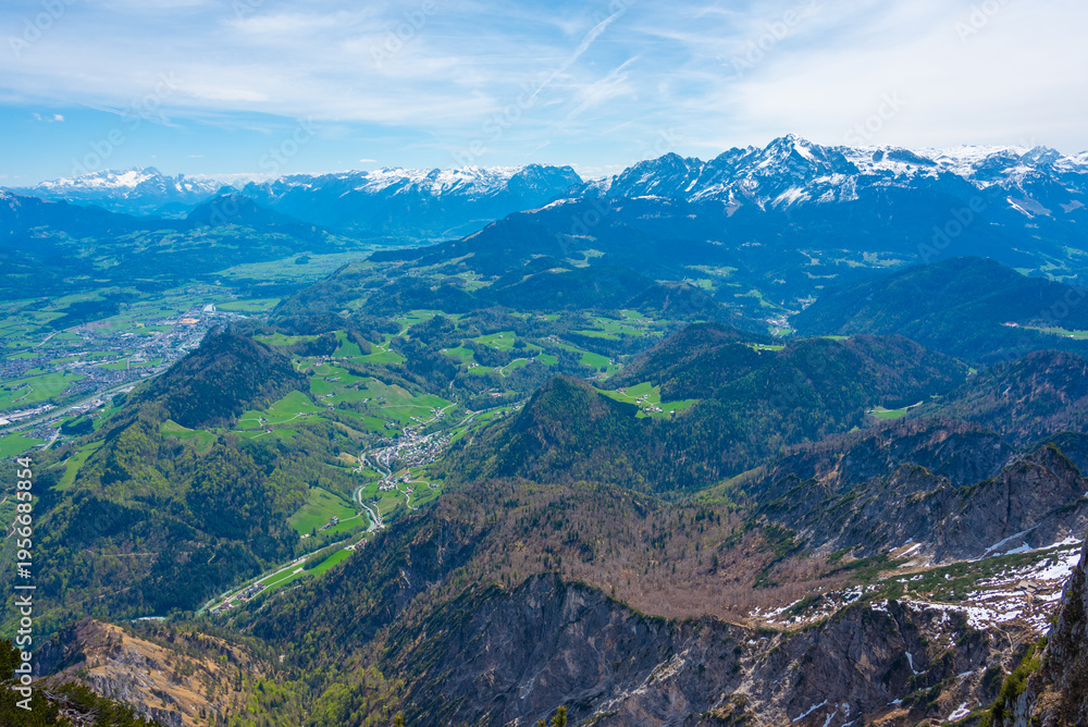 Naklejka premium Panorama view of Austria from Untersberg mountain