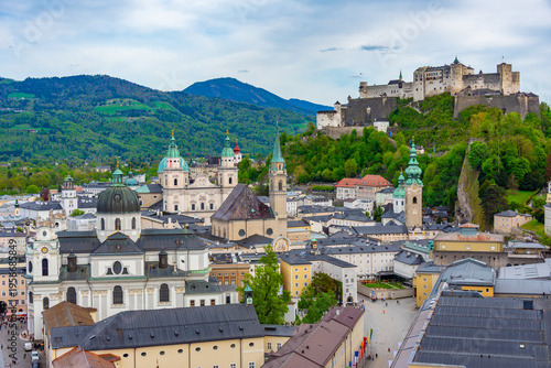 Canvas Print Panorama view Hohensalzburg fortress overlooking the old town of