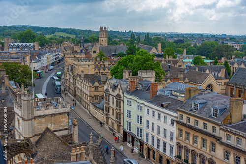 Panorama view of Oxford town in England