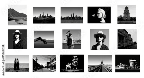 Black and white photo collage.