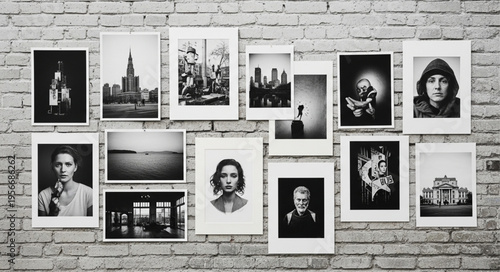 Black and white photos collage.