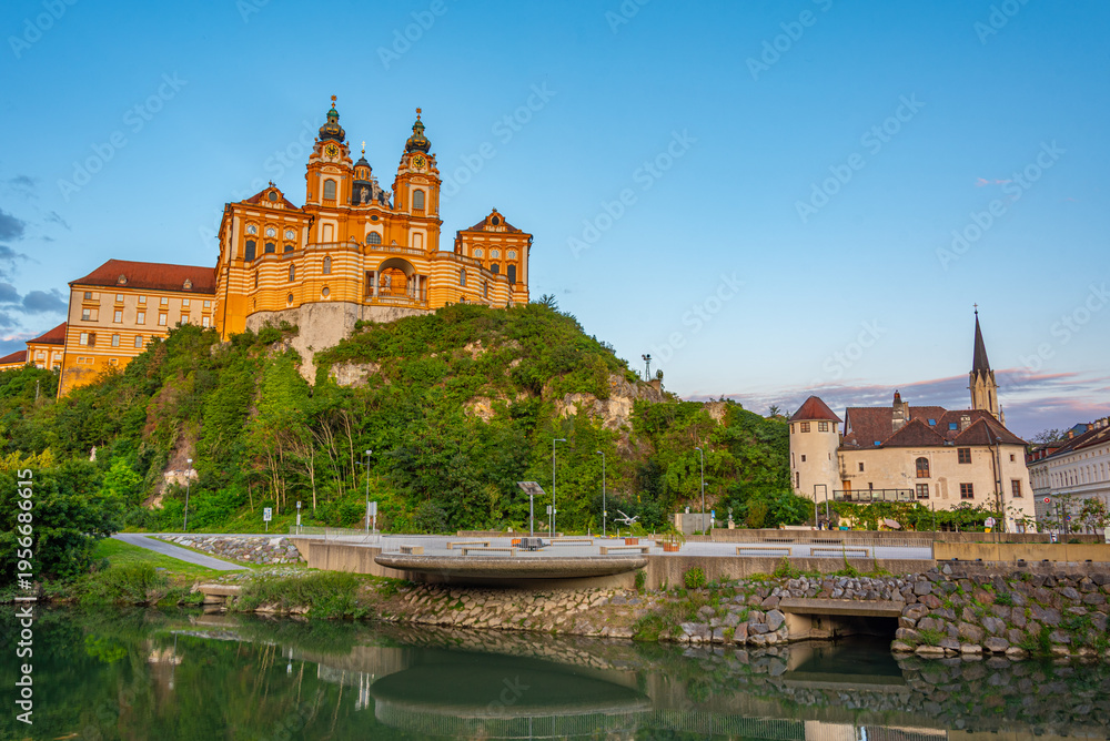 Fototapeta premium Panorama view of Melk abbey in Austria