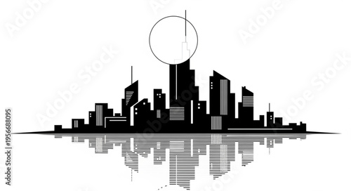 City Skyline Silhouette Urban Landscape.
